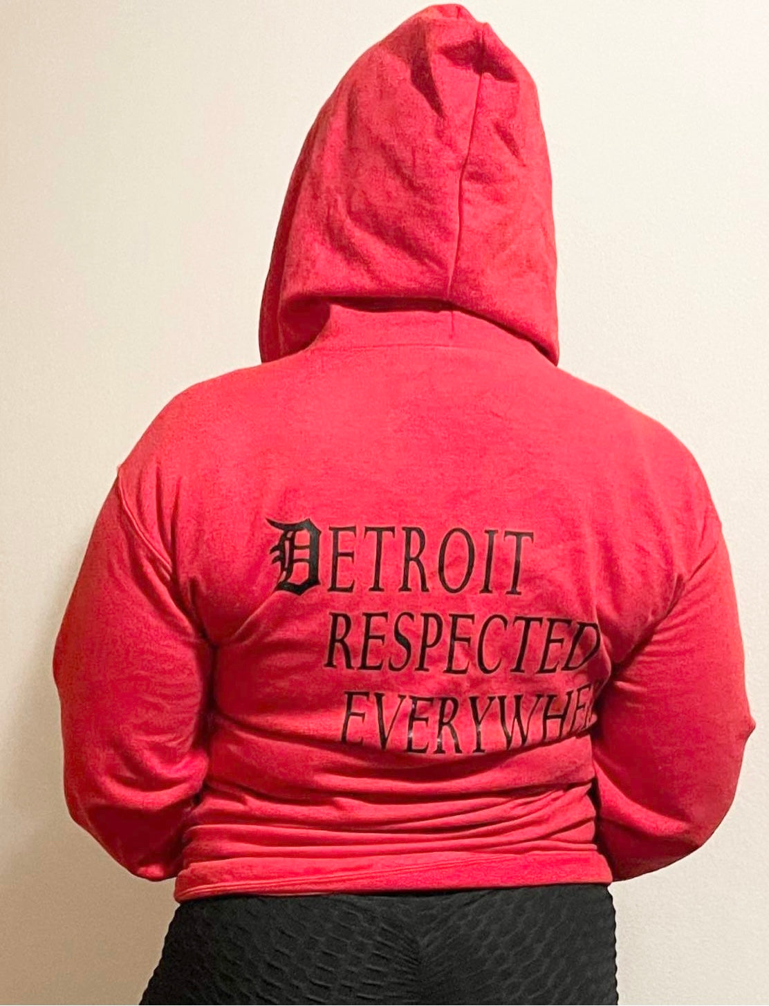 Zip Up Hoodie Staggered Red w/Black letters