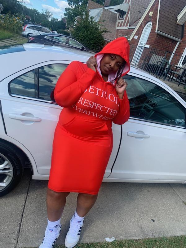 Fitted Red Hoodie Dress