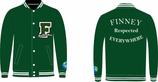 Detroit Finney HS Jacket Green w/ White Letters All Wool