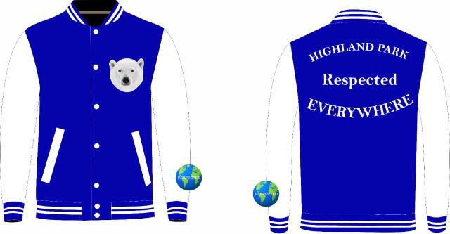 Highland Park jacket Navy Blue w/ White Leather Sleeves