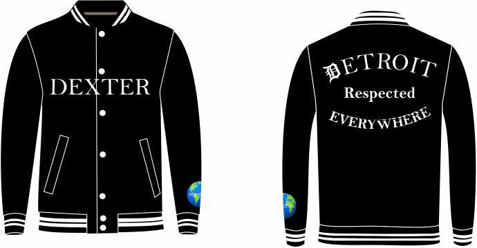 DEXTER Varsity Jacket Black w/ Black Leather Sleeves