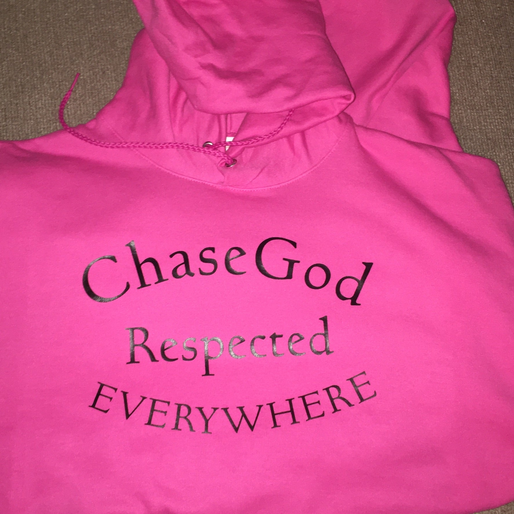 Custom Half Moon Hoodie Pink w Black Letters