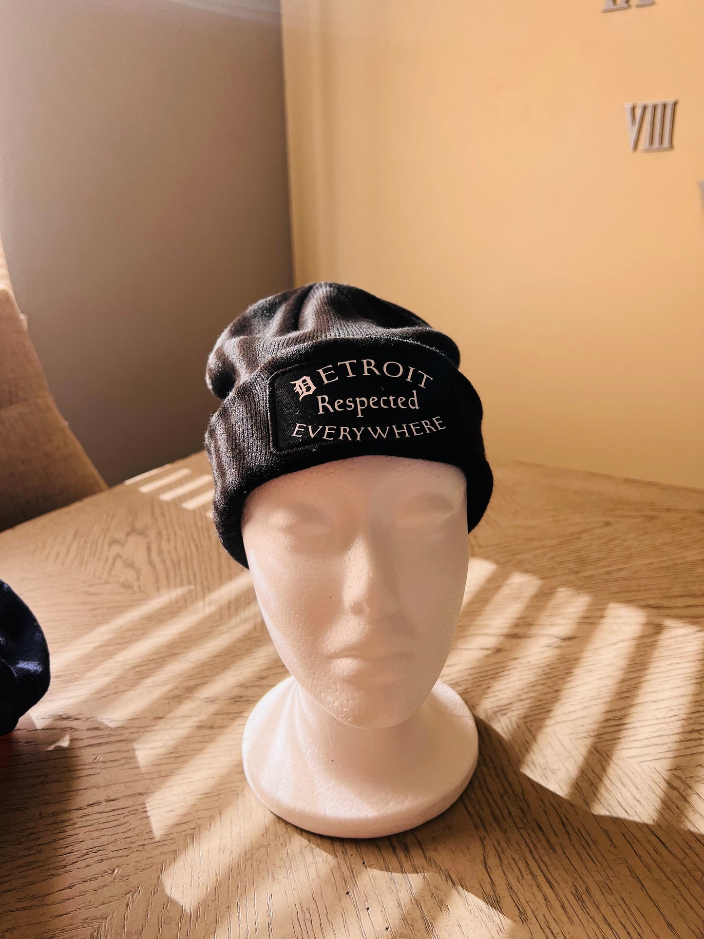 Black Half Moon w/ White Letters Skully