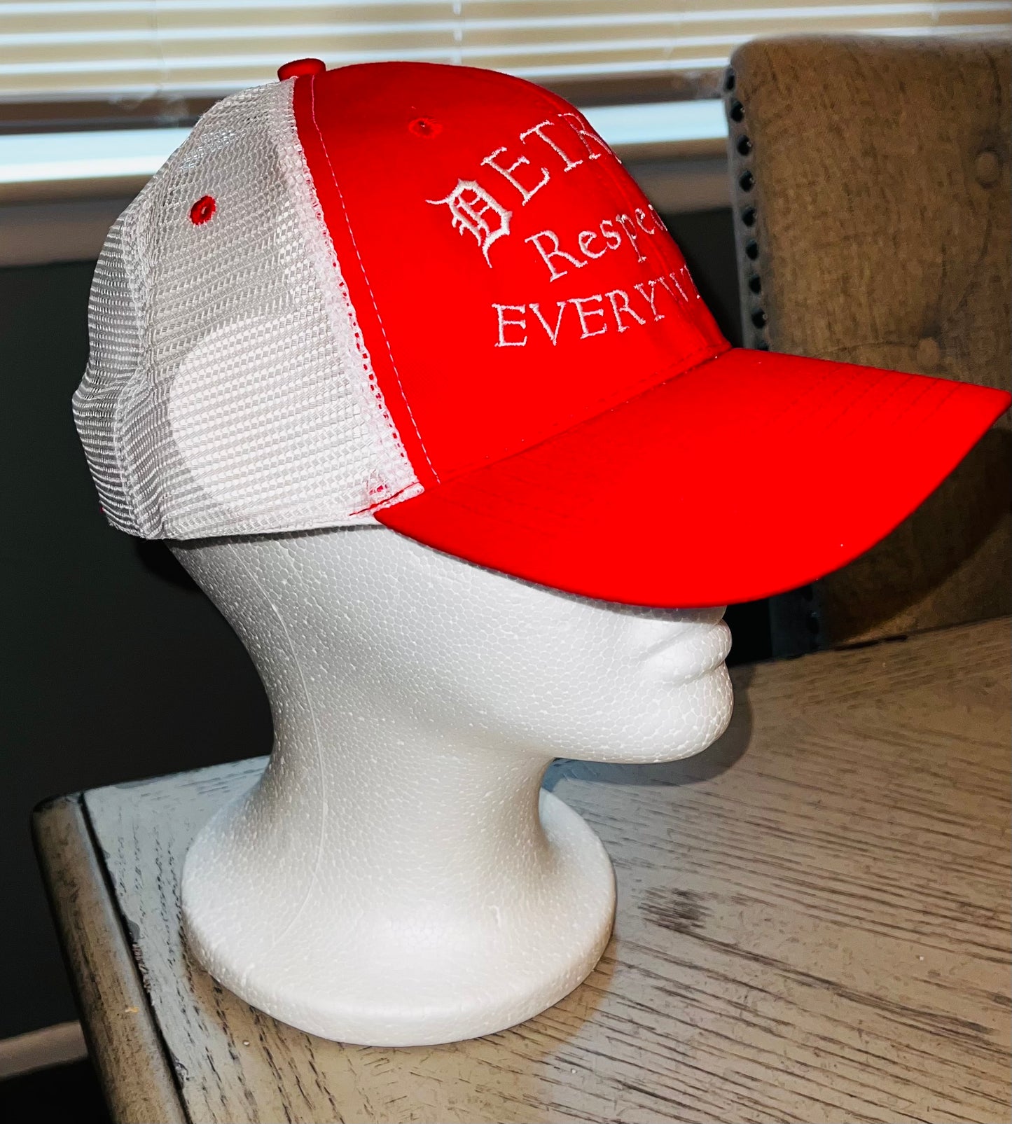 Respected Half Moon Trucker Hat Red