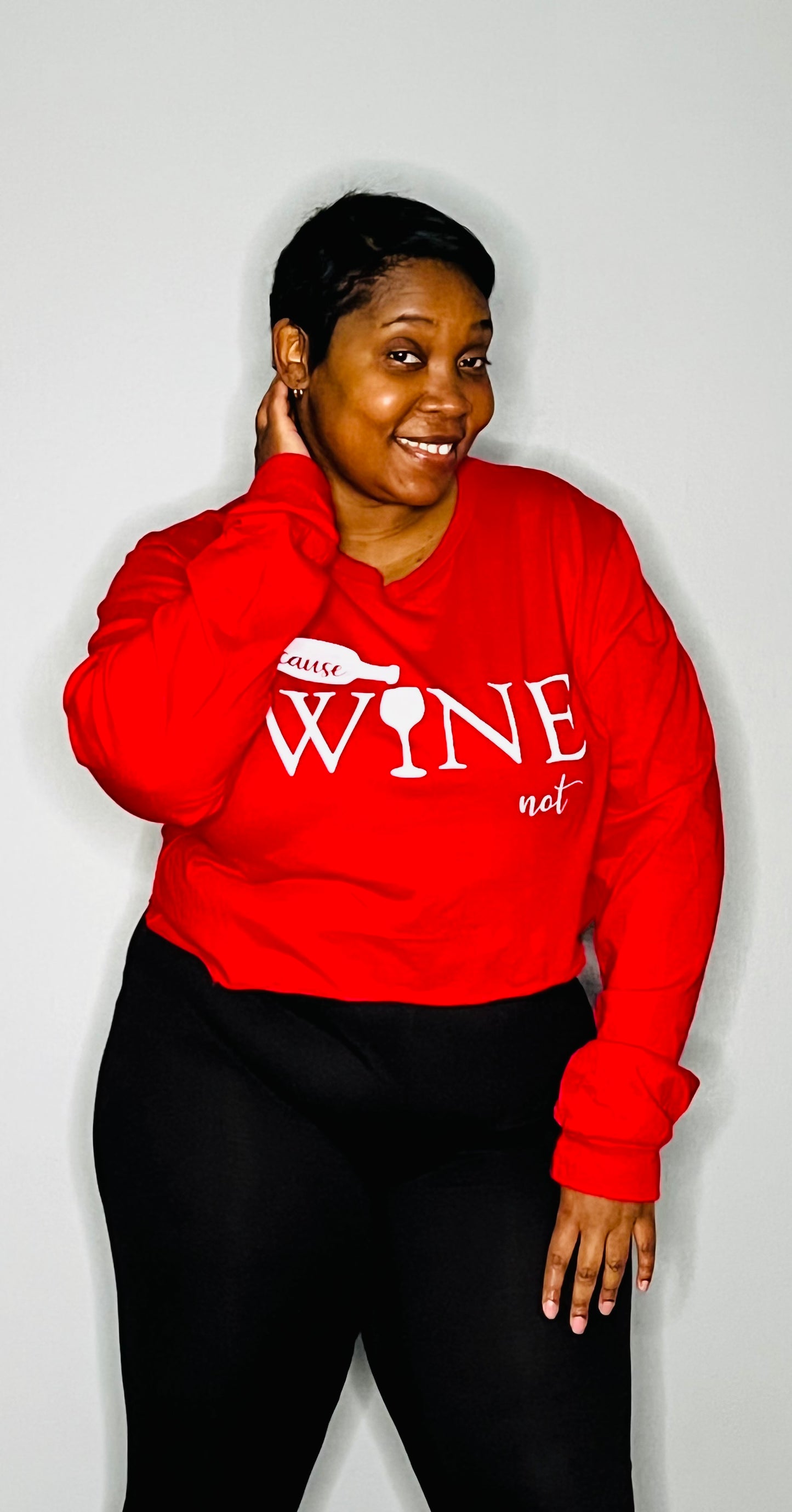 Red Wine Not Crop top w/ White Letters