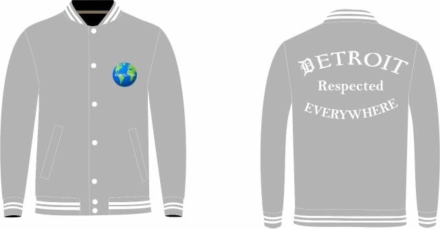 Half Moon Varsity Jacket Gray w/ White Letters