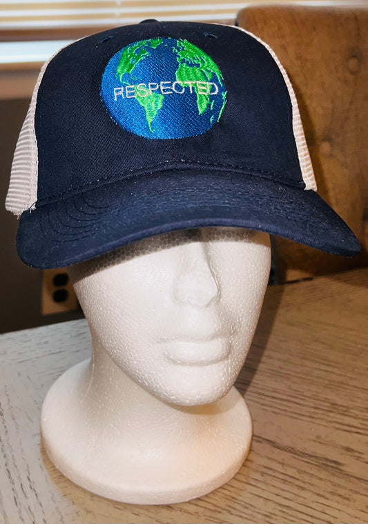 Respected Logo Trucker Hat Navy