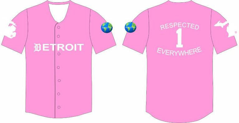 Pink Blue Baseball Jersey w/ white Letters