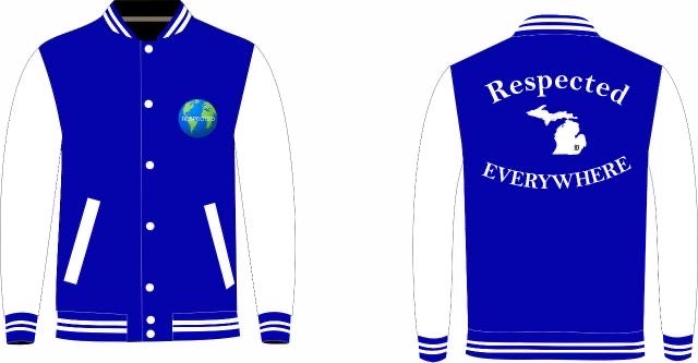 Mitten Varsity Jacket Royal Blue w/ White Leather Sleeves