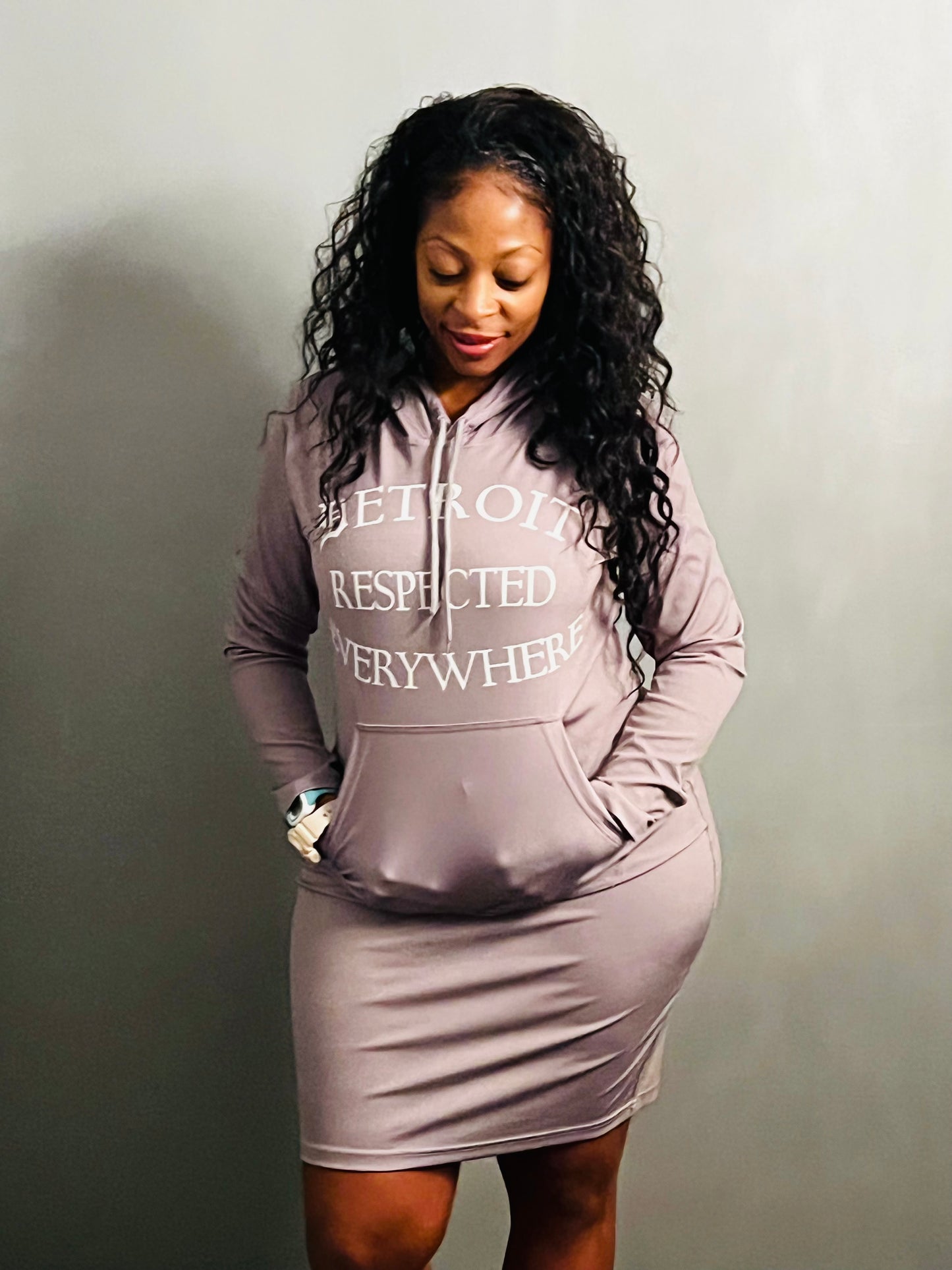 Fitted Gray Hoodie Dress