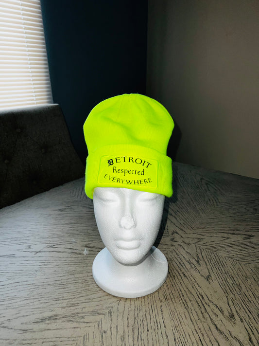 Neon Yellow Half Moon Skully w/ Black Letters
