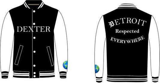DEXTER Varsity Jacket Black w/ White Leather Sleeves