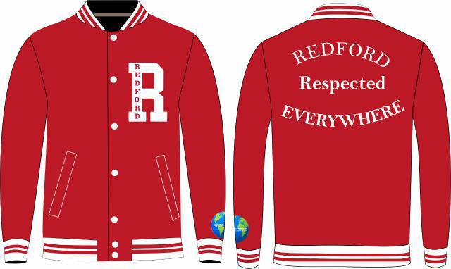 Detroit Redford HS Half Moon Jacket Red with White Letters All Wool