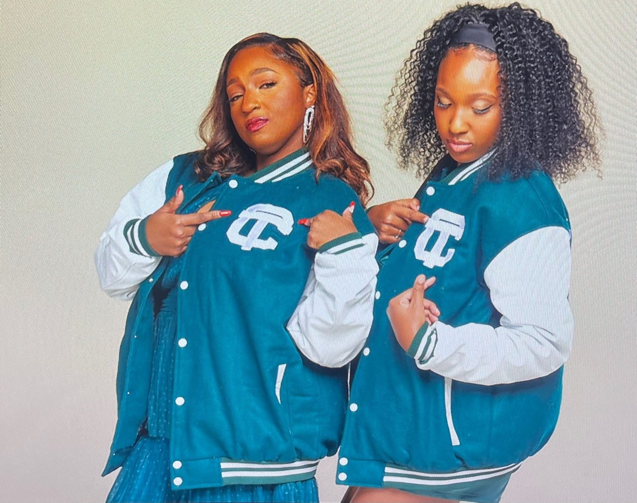 Detroit Cass Tech Half Moon Varsity Jacket Green  w/ White Leather Sleeves