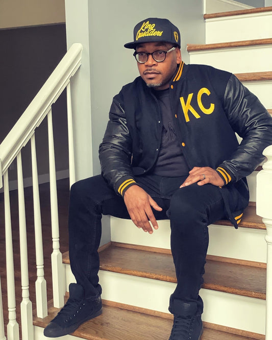 King HS Half Moon Jacket Black with Black Leather Sleeves