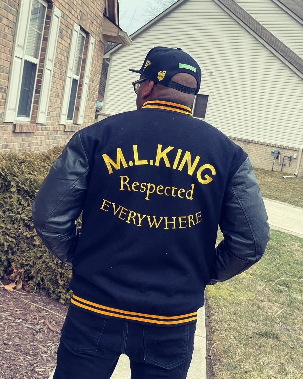 King HS Half Moon Jacket Black with Black Leather Sleeves