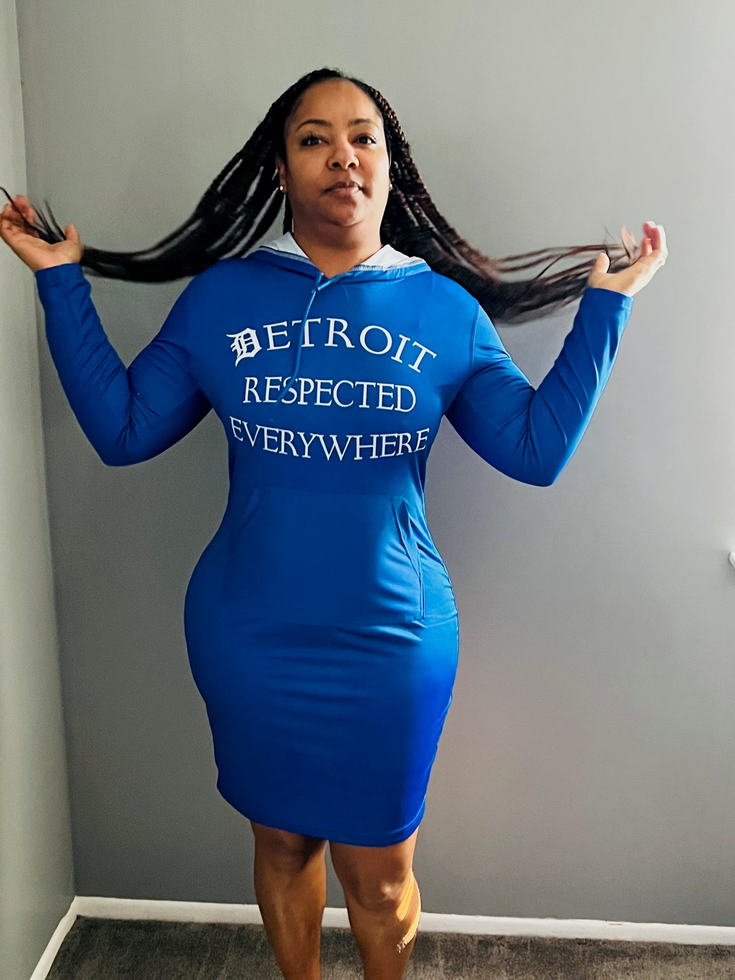 Fitted Royal Blue Hoodie Dress