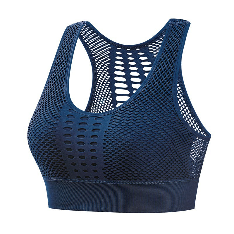Cross-border hollow breathable shockproof gathered sports beautiful back  bra