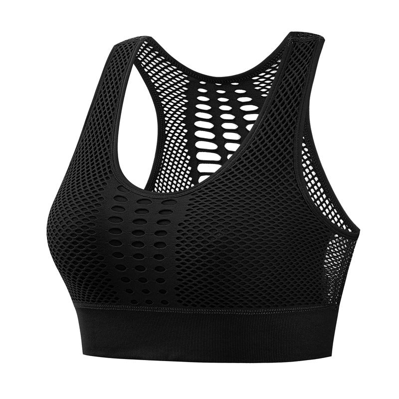Cross-border hollow breathable shockproof gathered sports beautiful back  bra