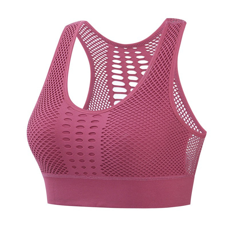 Cross-border hollow breathable shockproof gathered sports beautiful back  bra