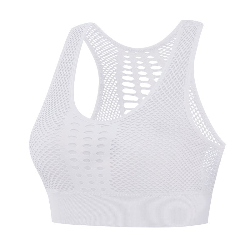 Cross-border hollow breathable shockproof gathered sports beautiful back  bra