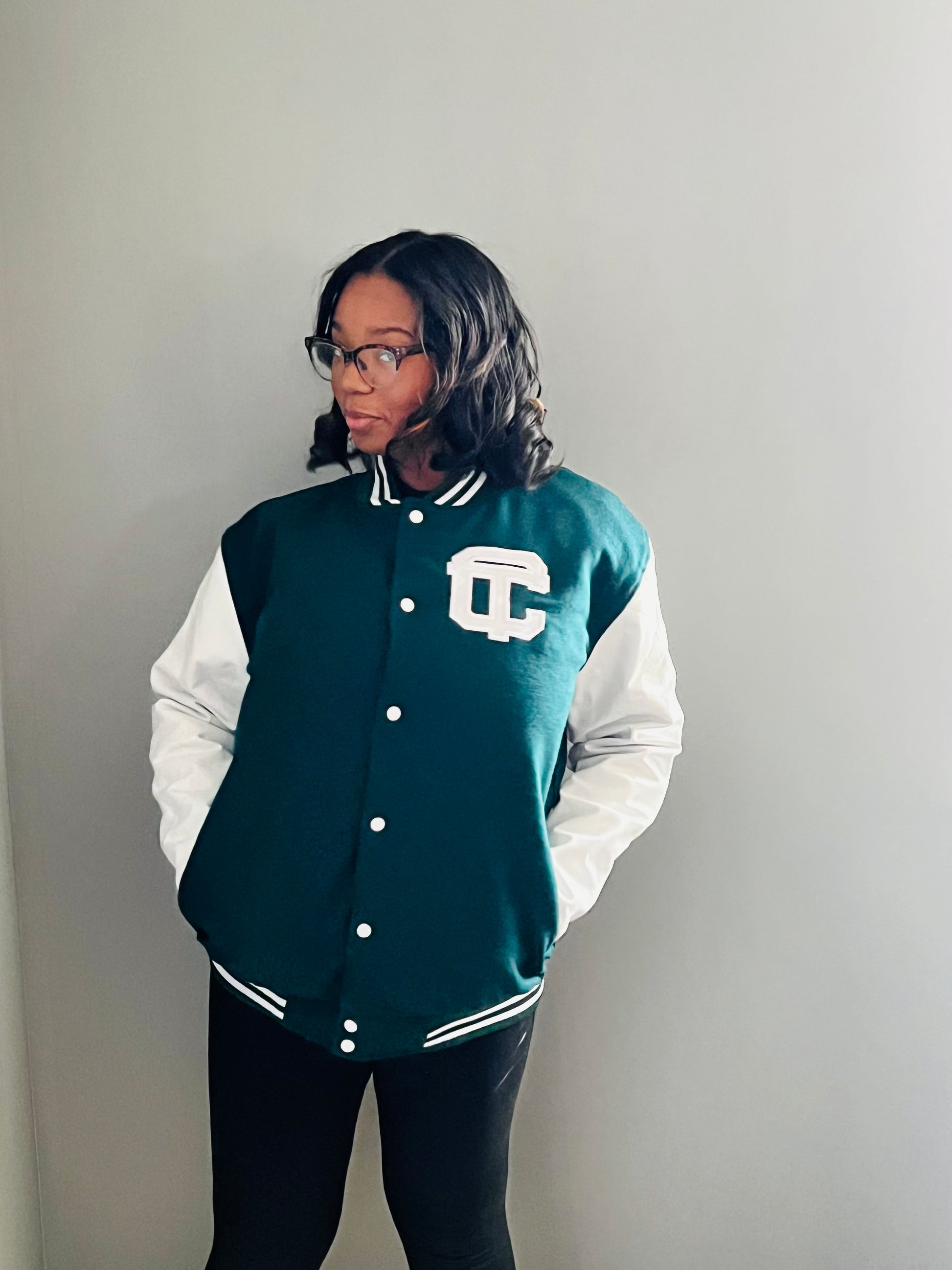 Detroit Cass Tech Half Moon Varsity Jacket Green w/ White Leather Slee –  Respected Everywhere
