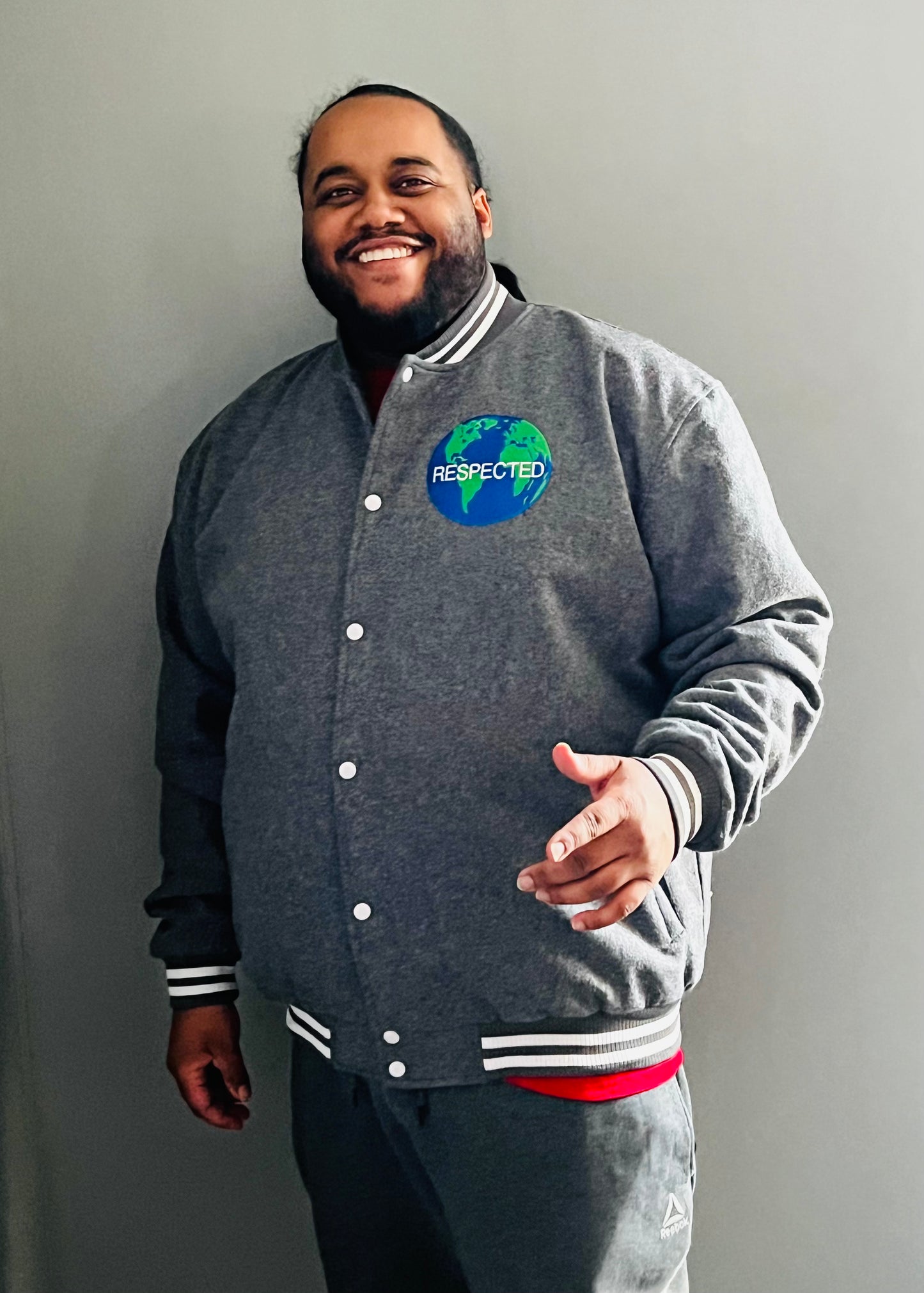 Half Moon Varsity Jacket Gray w/ White Letters