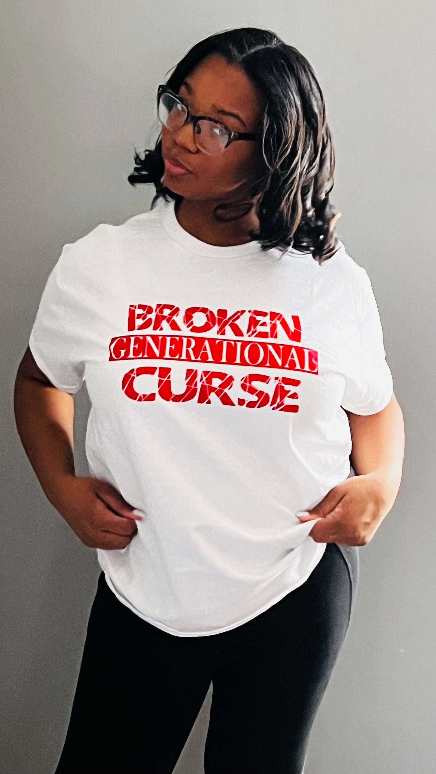Broken White w/ Red Letters