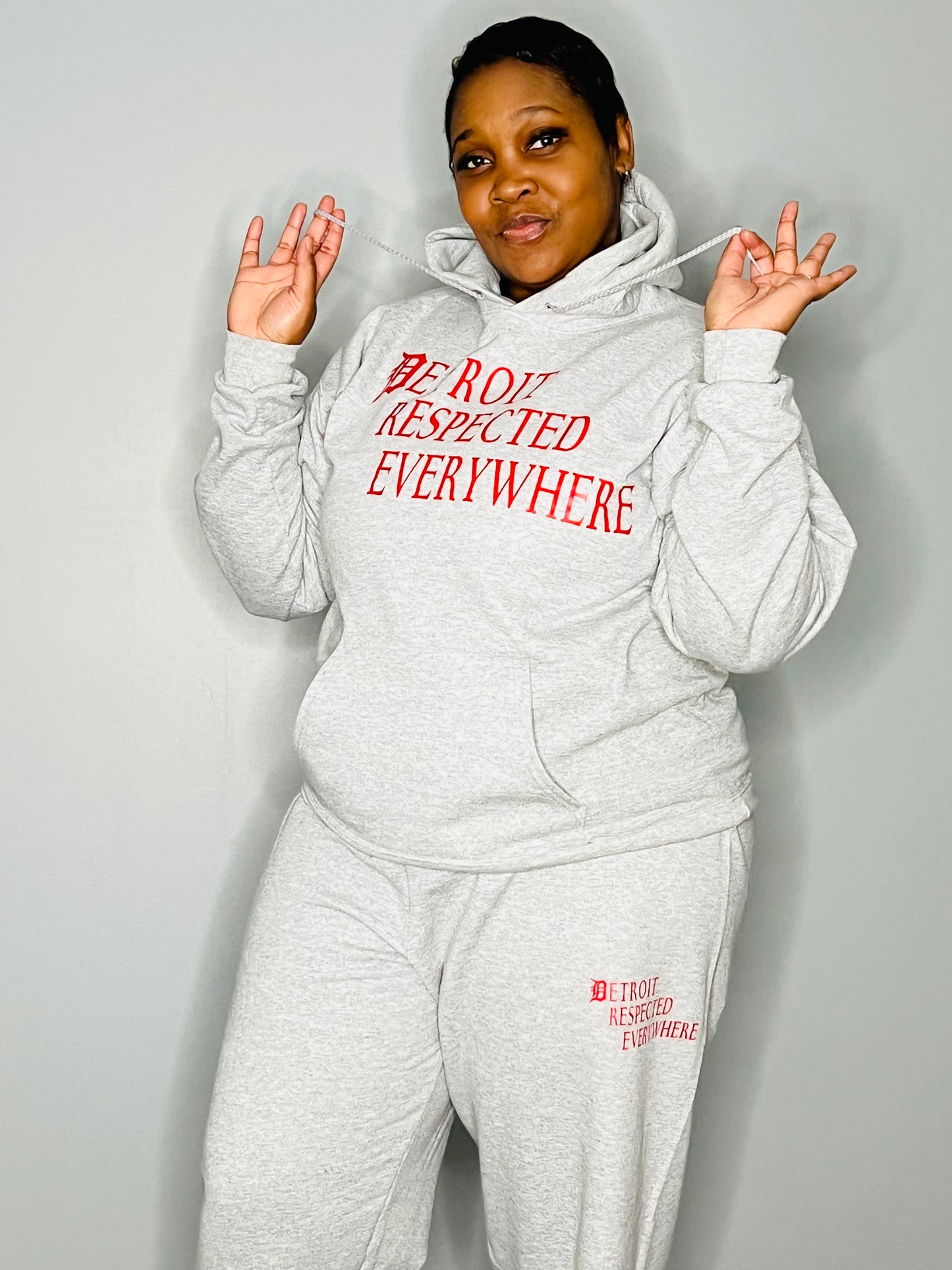 Gray Staggered Jogging Suit w/ red letters