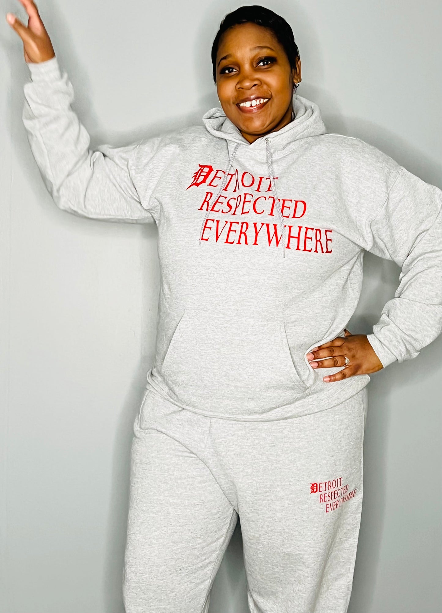 Gray Staggered Jogging Suit w/ red letters